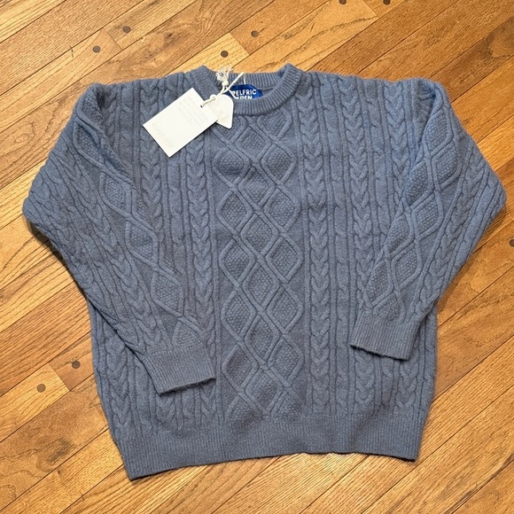 Aelfric Eden Blue Cable Knit Crewneck Sweater - Picture 1 of 2